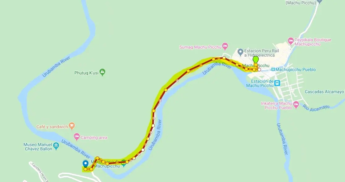 hike to machu picchu from aguas calientes map